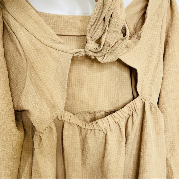 SUCREFAS Apricot Tiered Boho Dress with Back Cutout & Tie - Size M/L - Picture 11 of 16